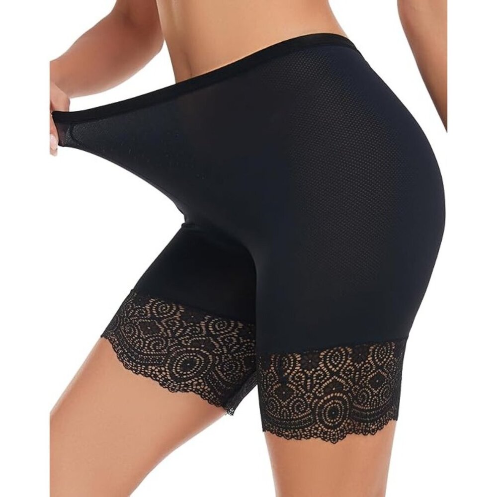 Blueinn Women's‎ Lace trim Slip Shorts in Black- Size XL